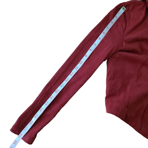 Generation K Suede Look Super Soft Jacket in Deep Red Marsala Size S - Picture 4 of 6